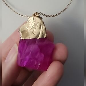 Gold and Pink Pendant Necklace